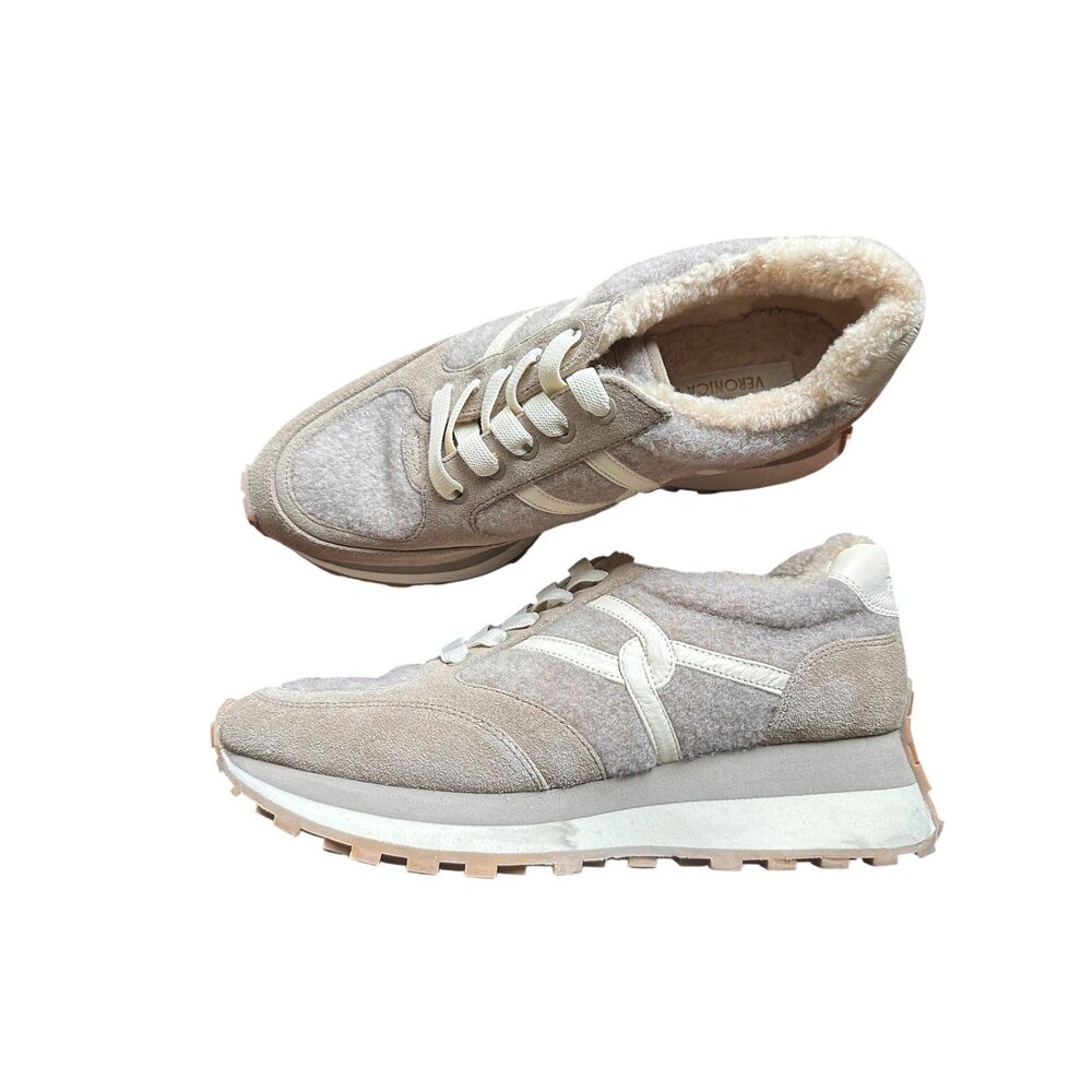 VERONICA BEARD Valentina-3 Shearling Lined Sneakers Gray Sz 8 - Picture 2 of 7